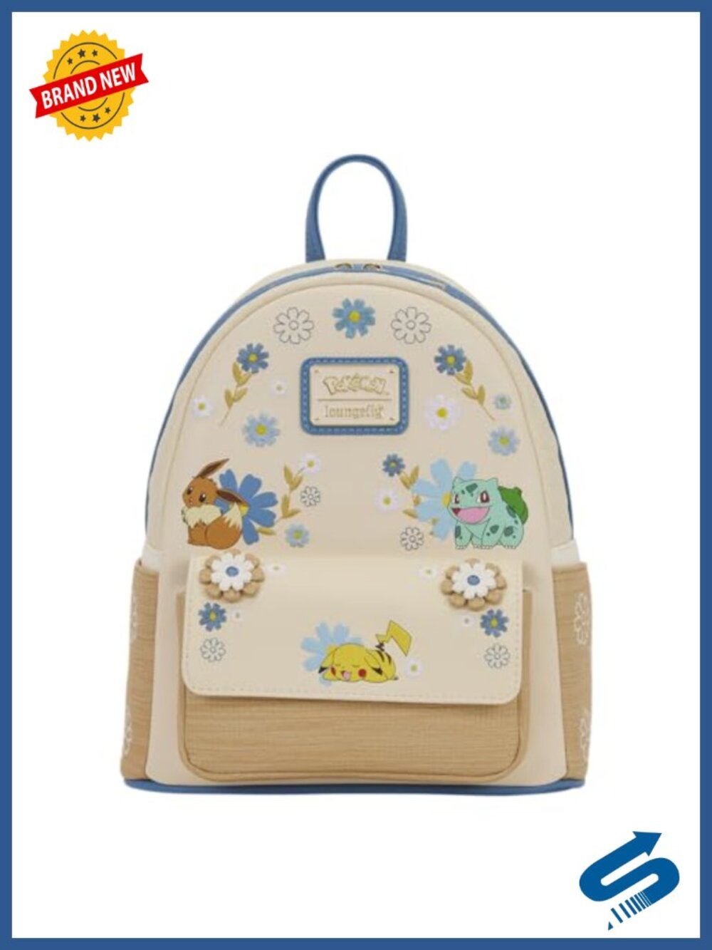 Faux Leather Mini Backpack Floral Pokémon Adjustable Straps